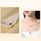 Fortune Jewel 925 Sterling Silver Pearl Cinnabar Sincerity Healing Bead Chain Necklace Pendant