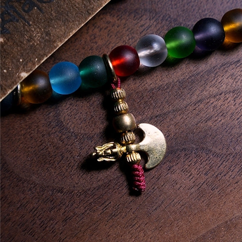Fortune Jewel Tibetan 108 Mala Beads Multicolored Liuli Glass Bead Chinese Zodiac Nine Palaces Eight Diagrams Charm Bracelet