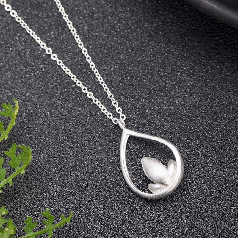 Fortune Jewel 925 Sterling Silver Lotus Flower Floral Enlightenment Necklace Pendant Fortune Jewel