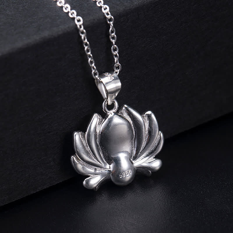 Fortune Jewel 925 Sterling Silver Lotus Flower Pearl Wealth Necklace Pendant Fortune Jewel