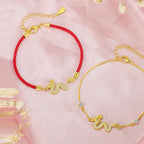 Fortune Jewel 925 Sterling Silver Year Of The Dragon Auspicious Golden Dragon Luck Red Rope Chain Bracelet