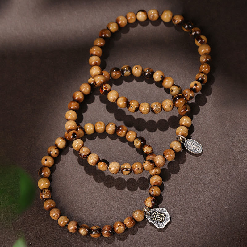Fortune Jewel 925 Sterling Silver Natural Golden Sea Willow Zakiram Goddess of Wealth Lucky fortune Fu Character Success Bracelet