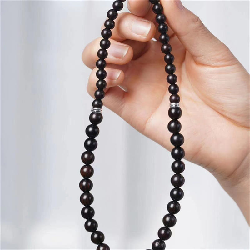Fortune Jewel Tibet Ebony Wood Dzi Bead Balance Double Wrap Bracelet