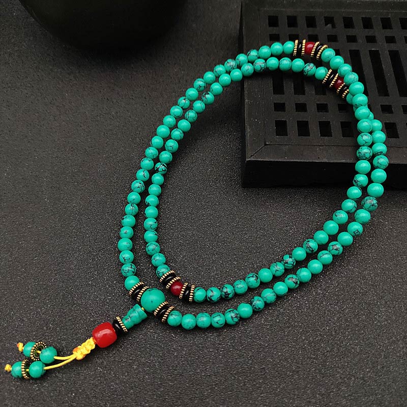 Fortune Jewel Tibetan Turquoise Healing Mala Bracelet