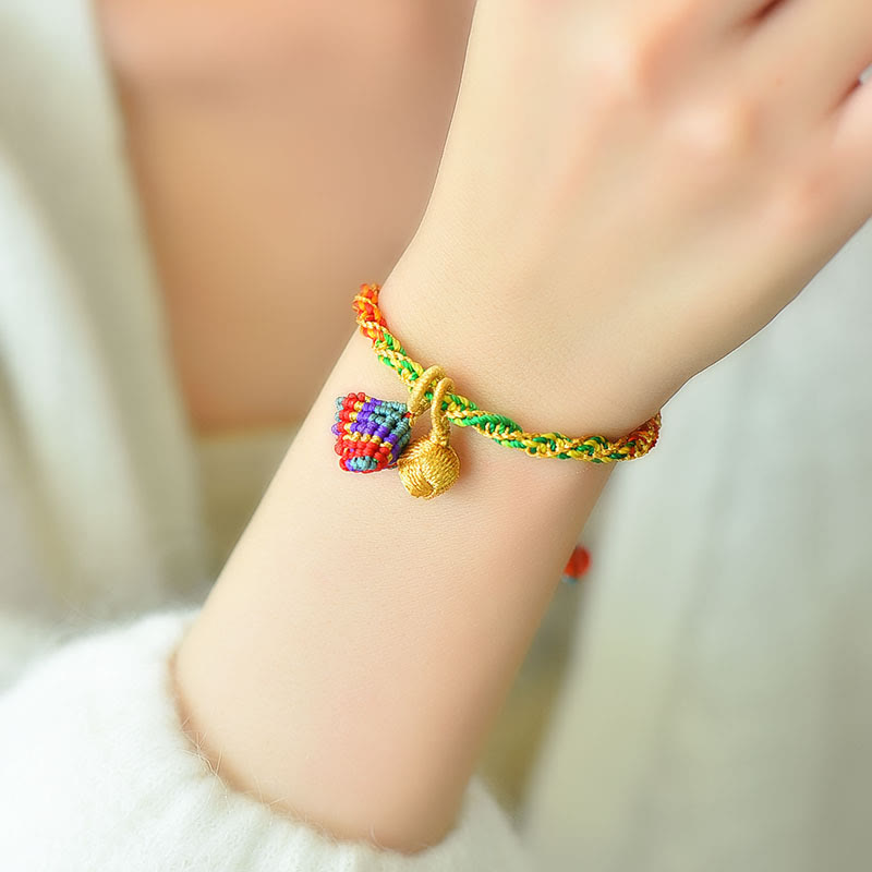 Fortune Jewel Colorful Rope Luck Handcrafted Zongzi Charm Bracelet