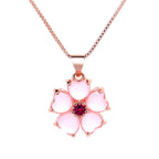 Fortune Jewel Pink Crystal Love Heart Flower Soothing Necklace Pendant