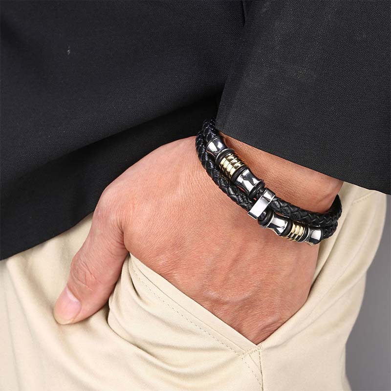 Fortune Jewel Layered Leather Weave Fortune Bracelet