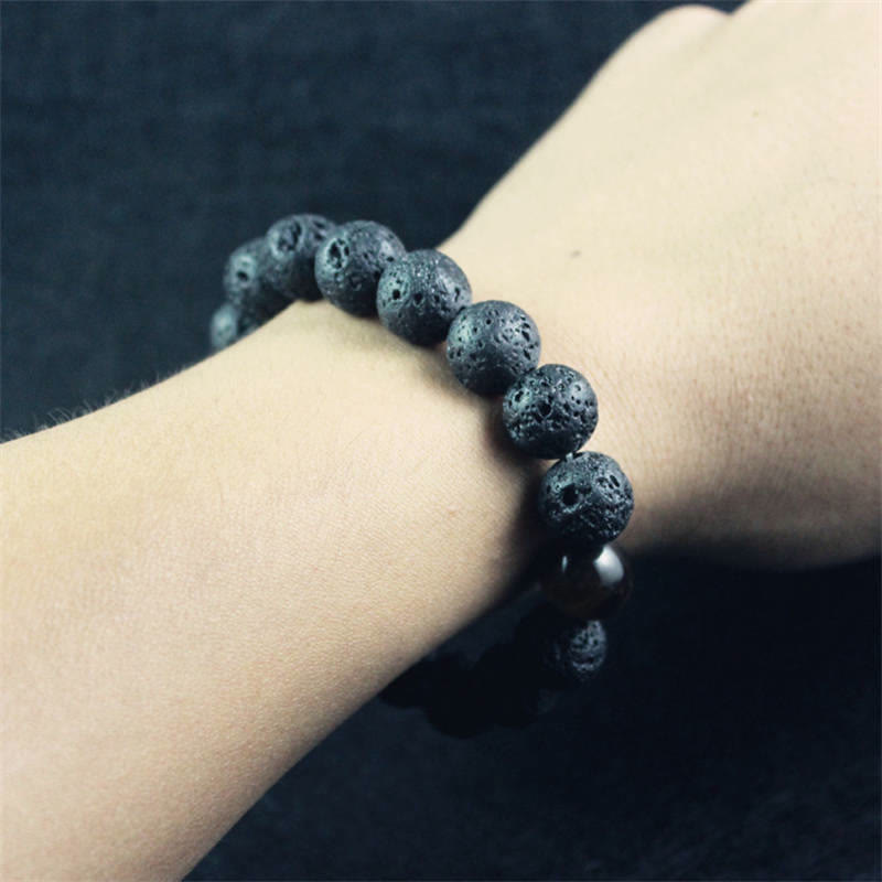Fortune Jewel Lava Rock Tiger Eye Stone Peace Healing Bracelet