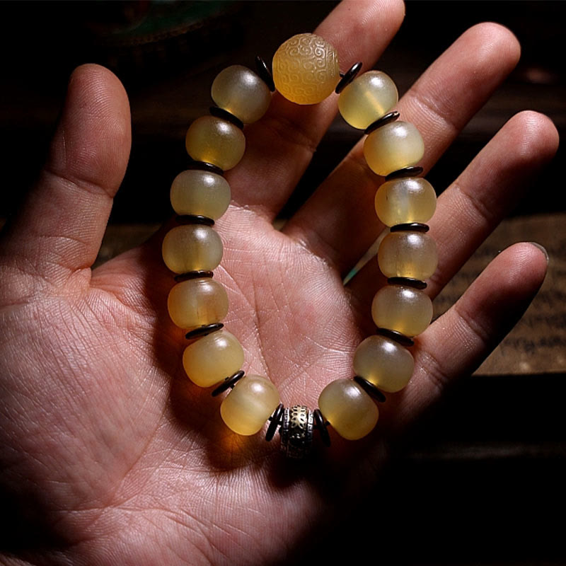 Fortune Jewel Handmade Tibetan Sheep Horn Om Mani Padme Hum Auspiciousness Bracelet