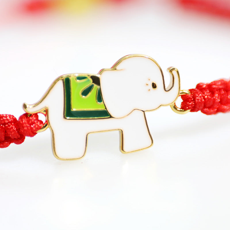 Fortune Jewel Tibetan Handmade 925 Sterling Silver Lucky Elephant Red String Bracelet