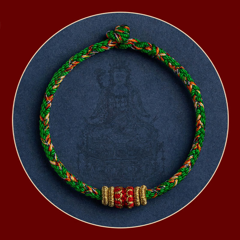 Fortune Jewel Tibet Handmade Chinese Zodiac Natal Buddha Luck Strength Braided String Bracelet