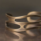 Fortune Jewel Vintage Curved Copper Brass Wealth Adjustable Cuff Bracelet Bangle