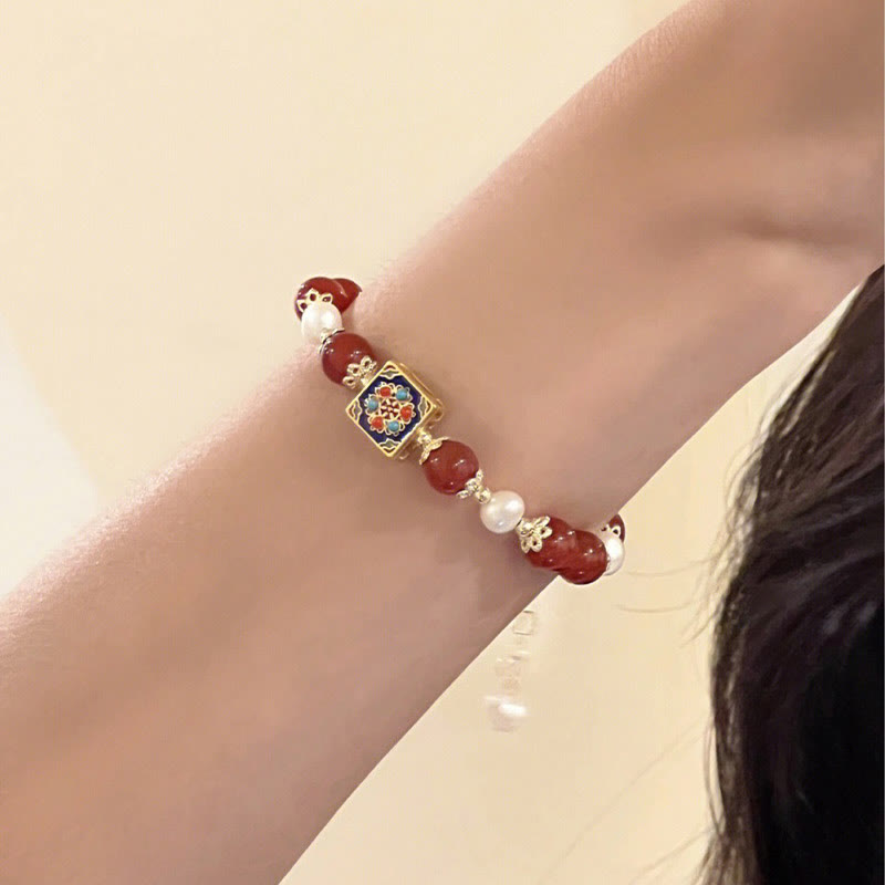 Fortune Jewel Red Agate Pearl Confidence Self-acceptance Bracelet