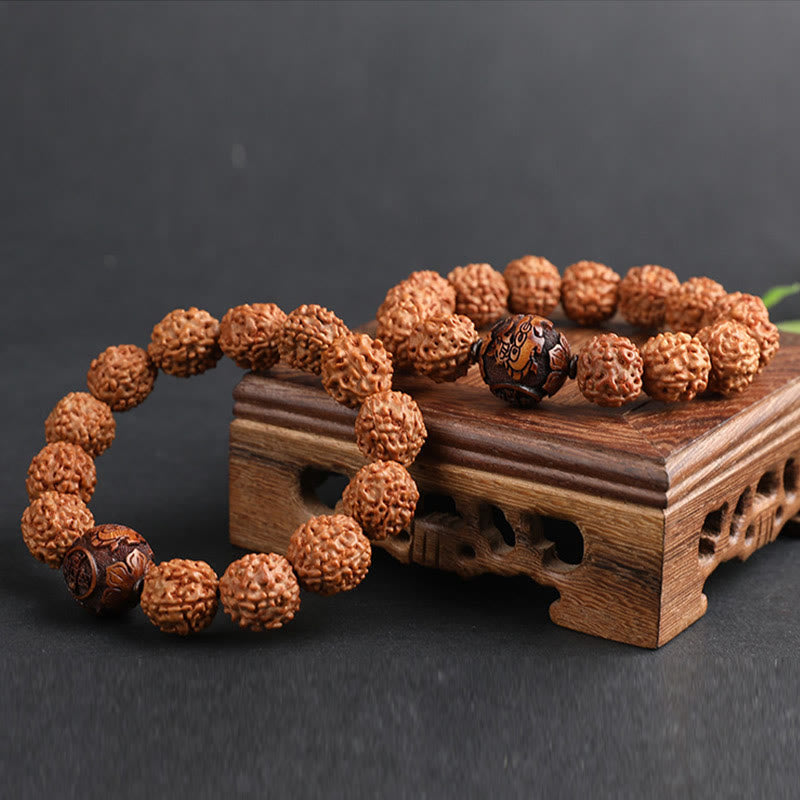 Fortune Jewel Tibet Rudraksha Bodhi Seed PiXiu Copper Coin Wealth Luck Bracelet