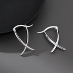 Fortune Jewel Geometric Cross Design Luck Hoop Earrings