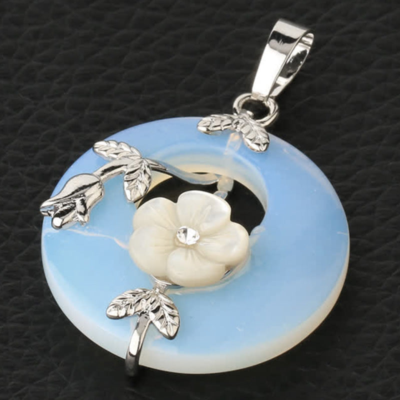 Fortune Jewel Various Crystal Amethyst Green Aventurine Flower Healing Necklace Pendant