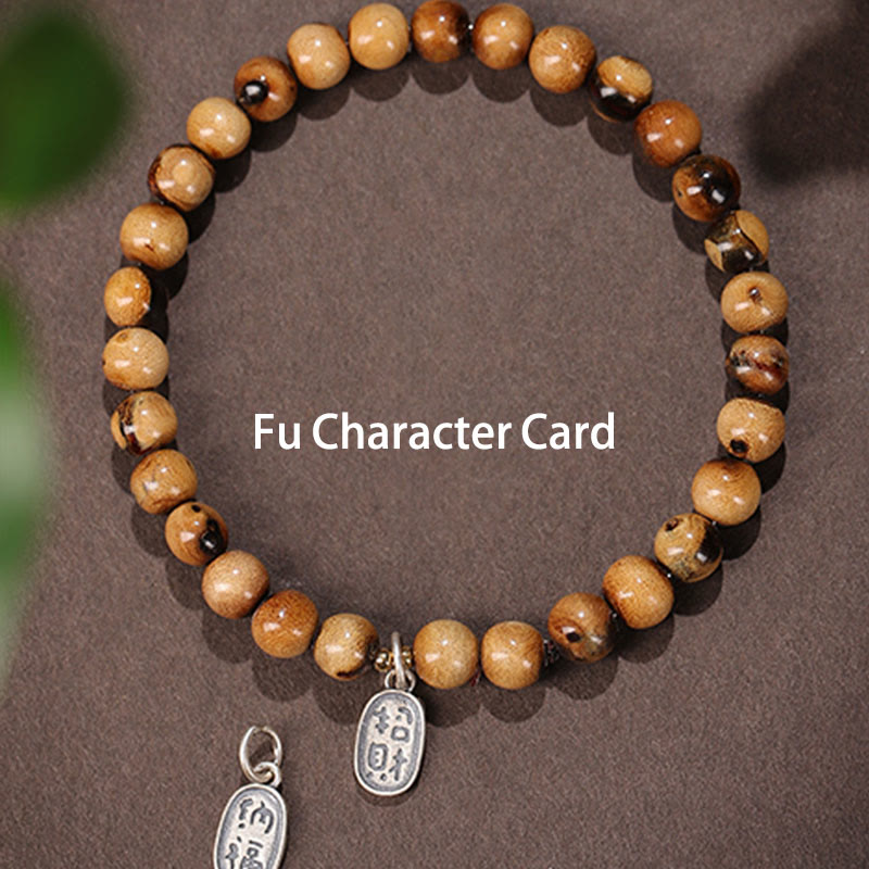 Fortune Jewel 925 Sterling Silver Natural Golden Sea Willow Zakiram Goddess of Wealth Lucky fortune Fu Character Success Bracelet
