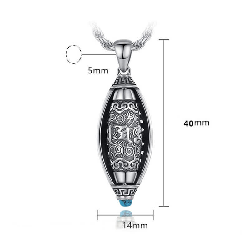 Fortune Jewel Tibet Om Mani Padme Hum Protection Necklace Rotatable Pendant