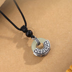 Fortune Jewel 925 Sterling Silver Natural Hetian Jade Peace Buckle Prosperity Necklace Pendant