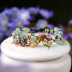 Fortune Jewel Green Aventurine Garnet Bead Flower Petal Luck Bracelet
