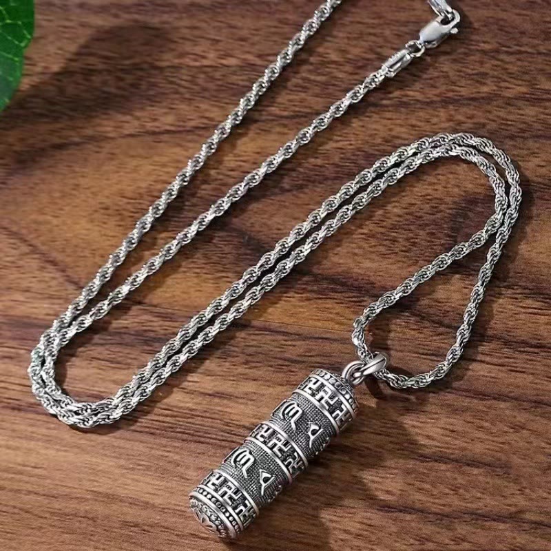 Fortune Jewel Om Mani Padme Hum Swastika Twisted Chain Wisdom Necklace Pendant