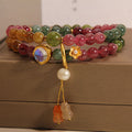 Fortune Jewel Multicolored Tourmaline Positive Double Wrap Gourd Charm Bracelet