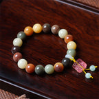 Fortune Jewel Natural Multicolored Gradient Bodhi Seed Liuli Glass Charm Peace Bracelet