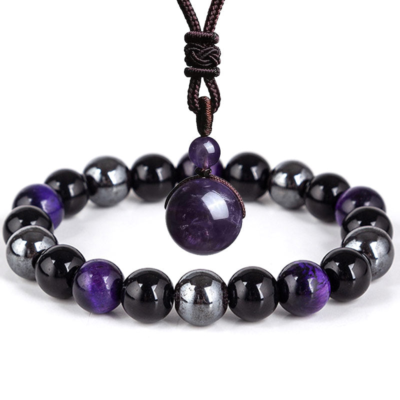 Fortune Jewel Tibetan Tiger's Eye Bracelet Necklace Set