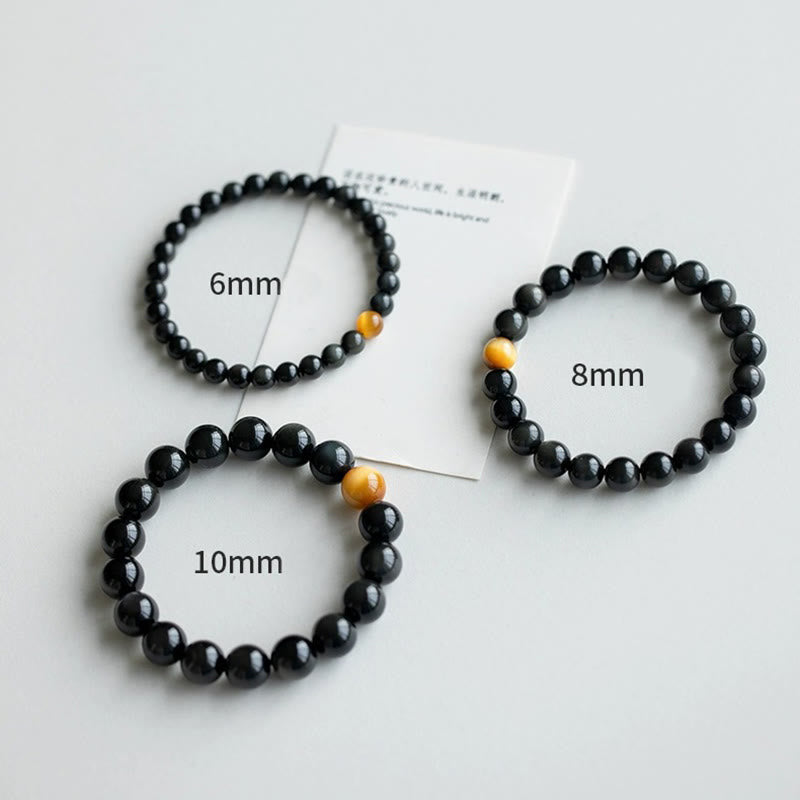 Fortune Jewel Natural Rainbow Obsidian Tiger Eye Positive Love Bracelet