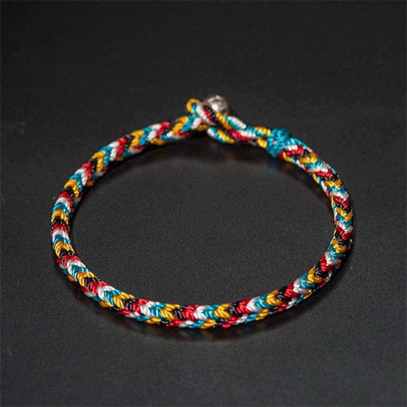 Fortune Jewel Tibet Handmade Five Color Thread Protection Braid String Bracelet