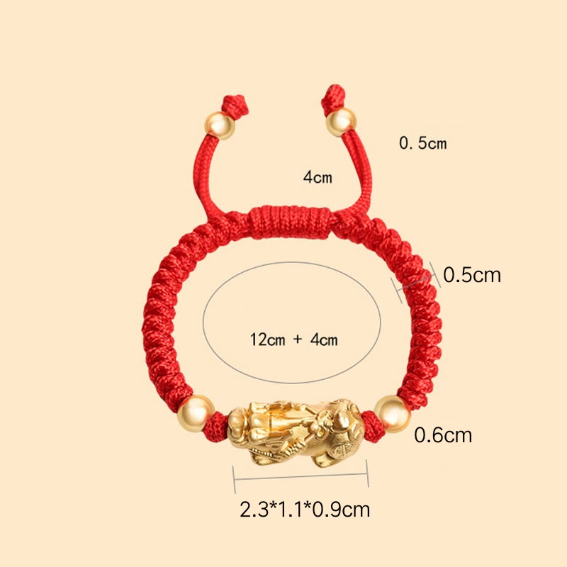 Fortune Jewel 999 Sterling Silver PiXiu Wealth King Kong Knot String Braided Kids Child Bracelet
