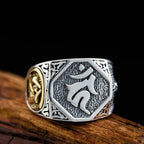 Fortune Jewel 925 Sterling Silver Sanskrit Design Carved Protection Adjustable Ring