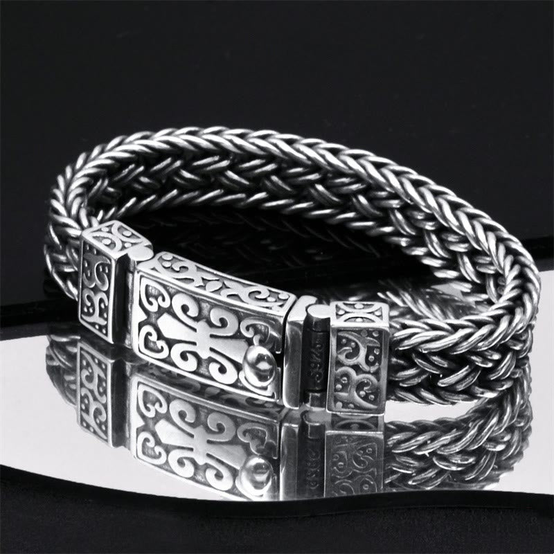 Fortune Jewel Retro Vine Totem Pattern Braided Healing Chain Bracelet
