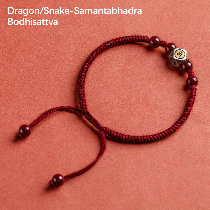 Fortune Jewel 925 Sterling Silver Chinese Zodiac Natal Buddha Cinnabar Calm Bracelet