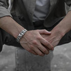 Fortune Jewel Retro Line Texture Healing Cuff Bracelet Bangle