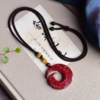 Fortune Jewel One's Luck Improves Design Patern Natural Cinnabar Blessing Necklace Pendant
