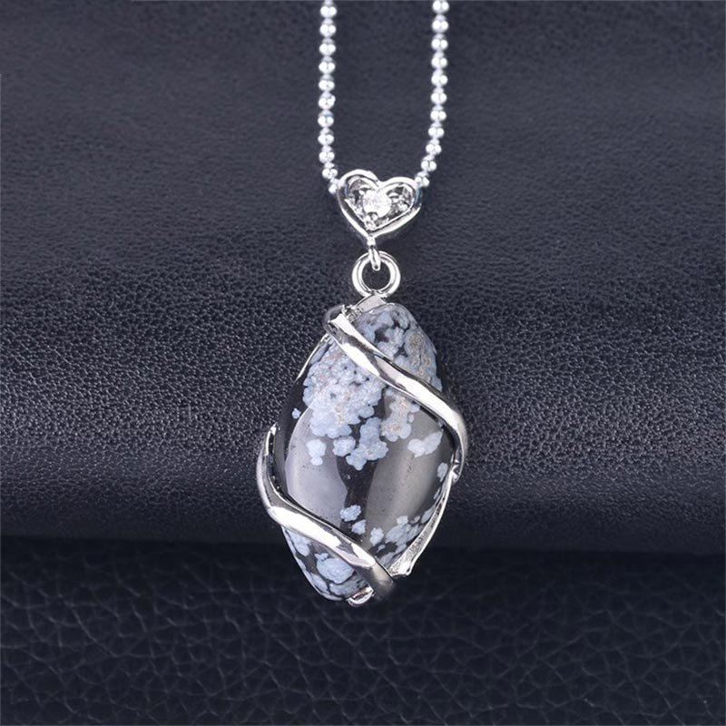 Fortune Jewel Marquise Pattern Natural Crystal Stone Charm Necklace Pendant