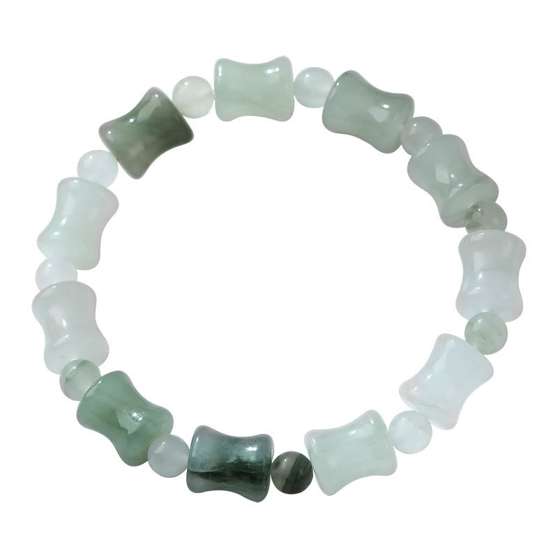 Fortune Jewel Jade Coconut Shell Bamboo Pattern Abundance Luck Bracelet