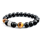 Fortune Jewel Natural Black Obsidian Tiger Eye Strength Fulfillment Bracelet