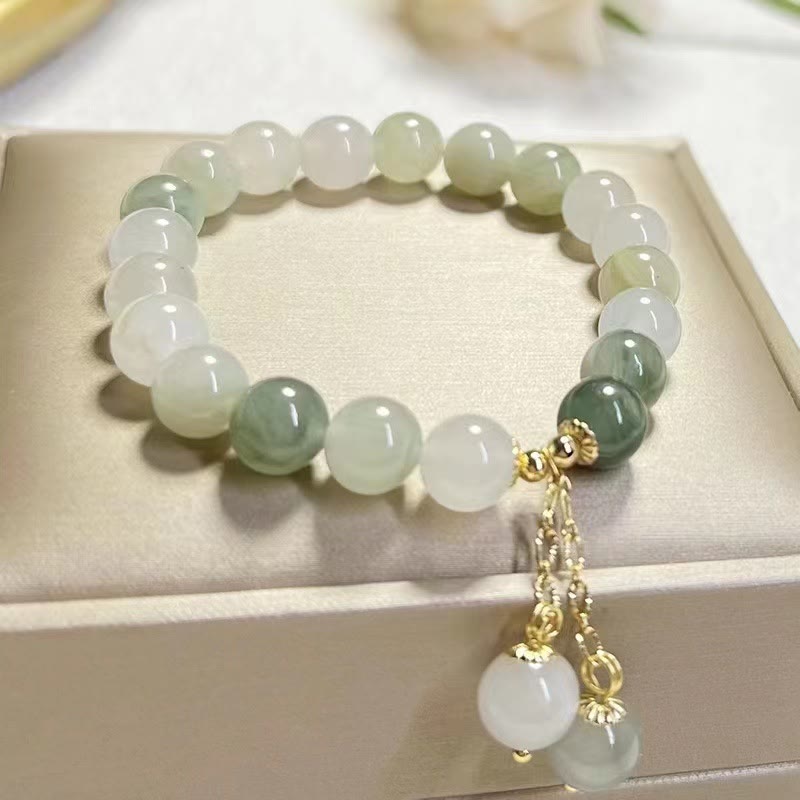 Fortune Jewel Natural Gradient Jade Abundance Luck Bead Charm Bracelet