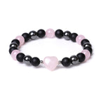 Fortune Jewel Black Onyx Tiger Eye Stone Crystal Love Heart Protection Bracelet
