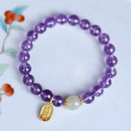 Fortune Jewel Natural Amethyst Crystal Hetian Jade Healing Charm Bracelet