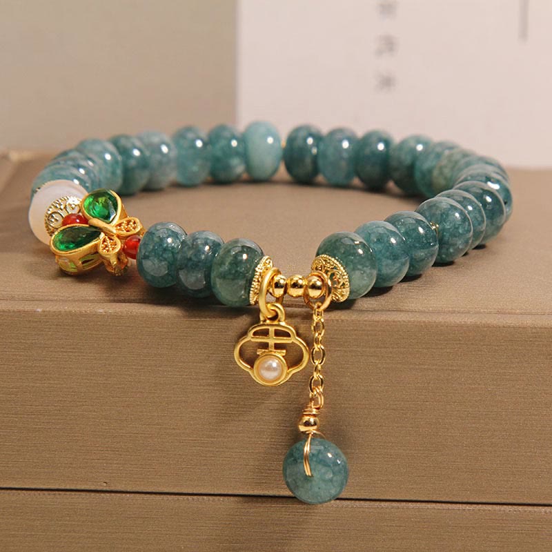Fortune Jewel Jade White Agate Butterfly Abacus Beads Abundance Bracelet
