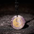 Fortune Jewel Various Crystal Amethyst Tiger Eye Green Aventurine Yin Yang Spiritual Necklace Pendant