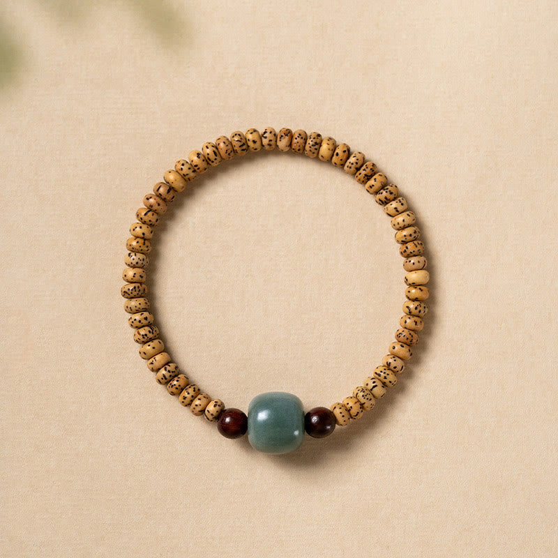 Fortune Jewel Bodhi Seed Small Leaf Red Sandalwood Wisdom Bracelet