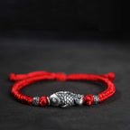 Fortune Jewel Silver Luck Koi Fish Braided String Bracelet