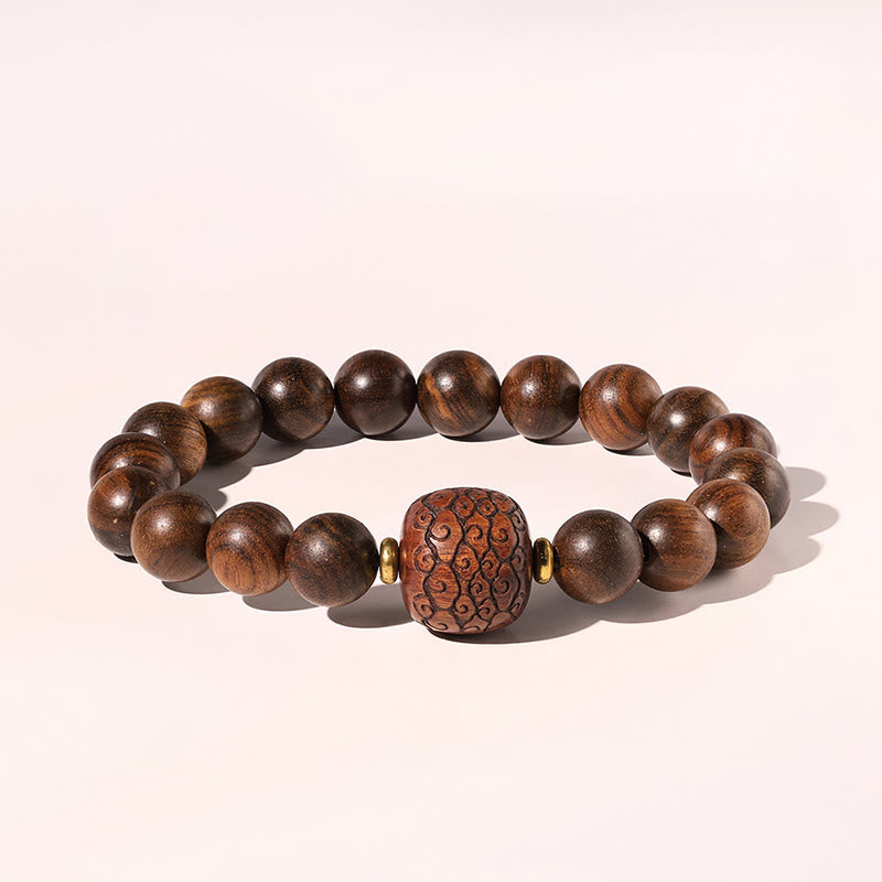Fortune Jewel Rosewood Auspicious Clouds Totem Fu Character Bamboo Pattern Warmth Bracelet