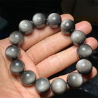 Fortune Jewel Natural Silver Sheen Obsidian Soothing Protection Bracelet