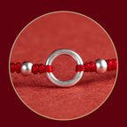 Fortune Jewel 925 Sterling Silver Lucky Fortune Peace Joy Lotus Peace Buckle Red String Bracelet
