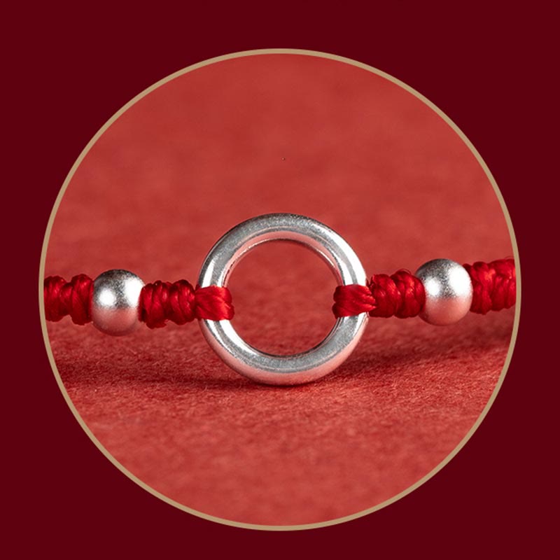 Fortune Jewel 925 Sterling Silver Lucky Fortune Peace Joy Lotus Peace Buckle Red String Bracelet